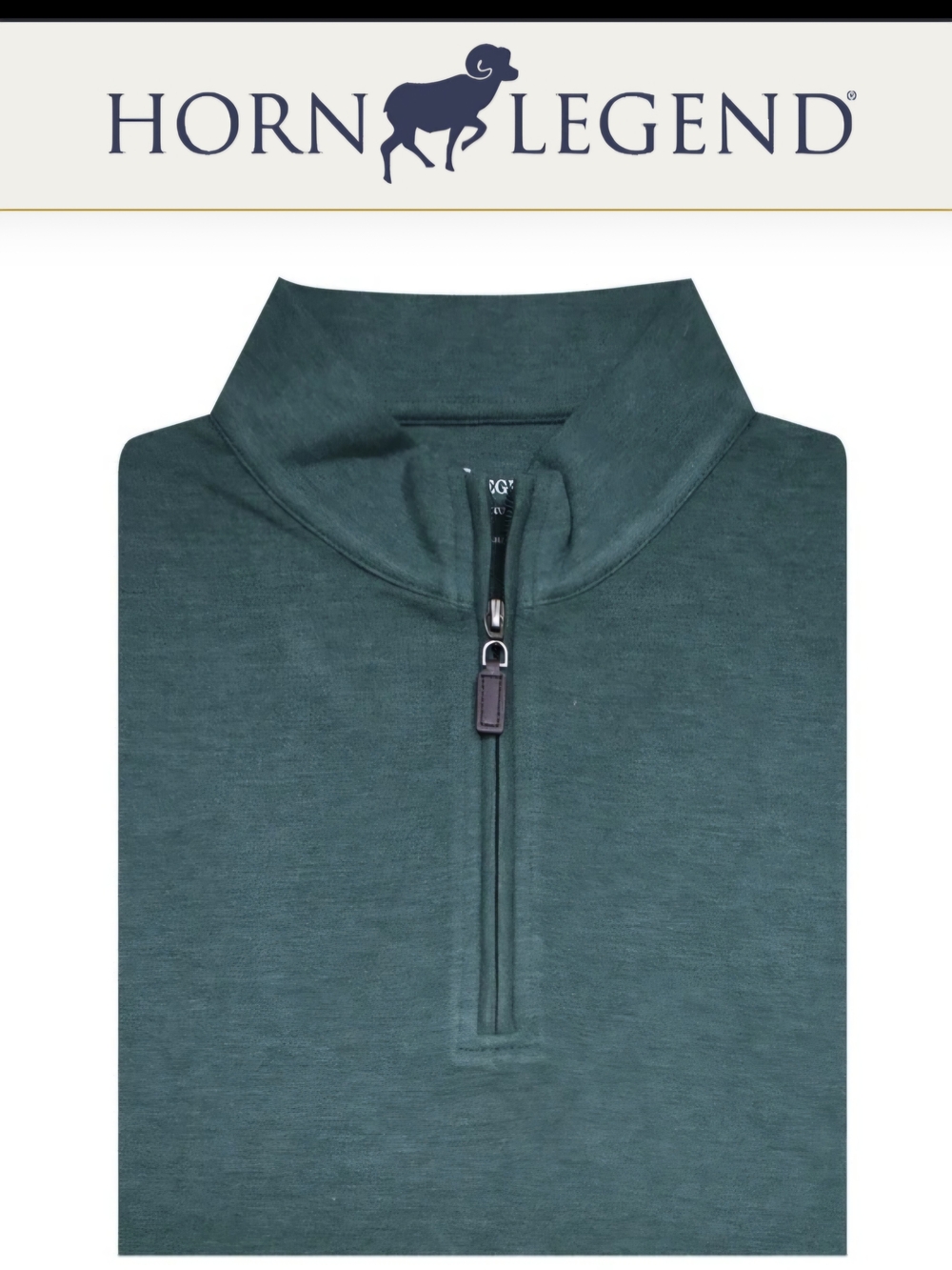 Horn Legend Lifestyle Luxury Duo Tone Quarter Zip Cotton Pullover Green - XL